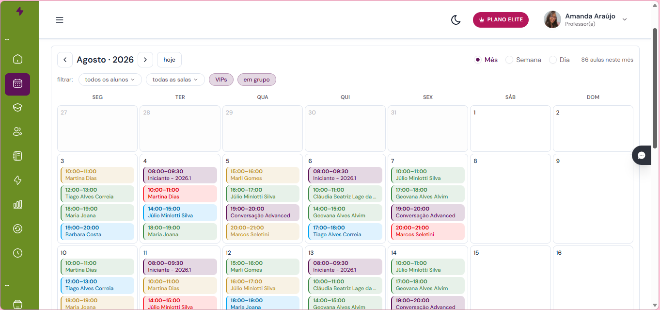 Calendário do TeachRise